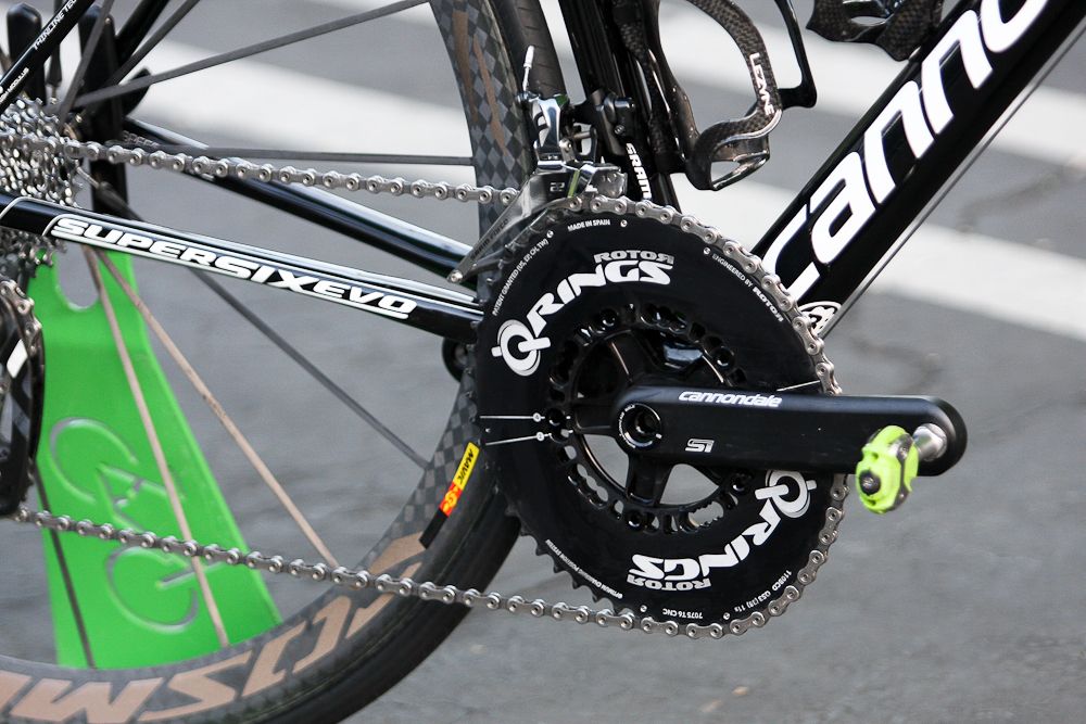 Olds chooses the Rotor chainrings to lay down the power.