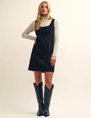 Black Cord Valentina Pinafore Mini Dress