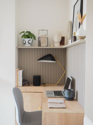 a built-in desk idea for an alcove