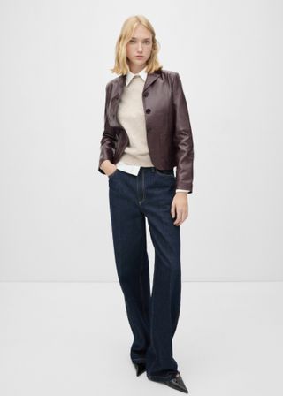 100% Leather Jacket With Pockets - Women | Mango Usa