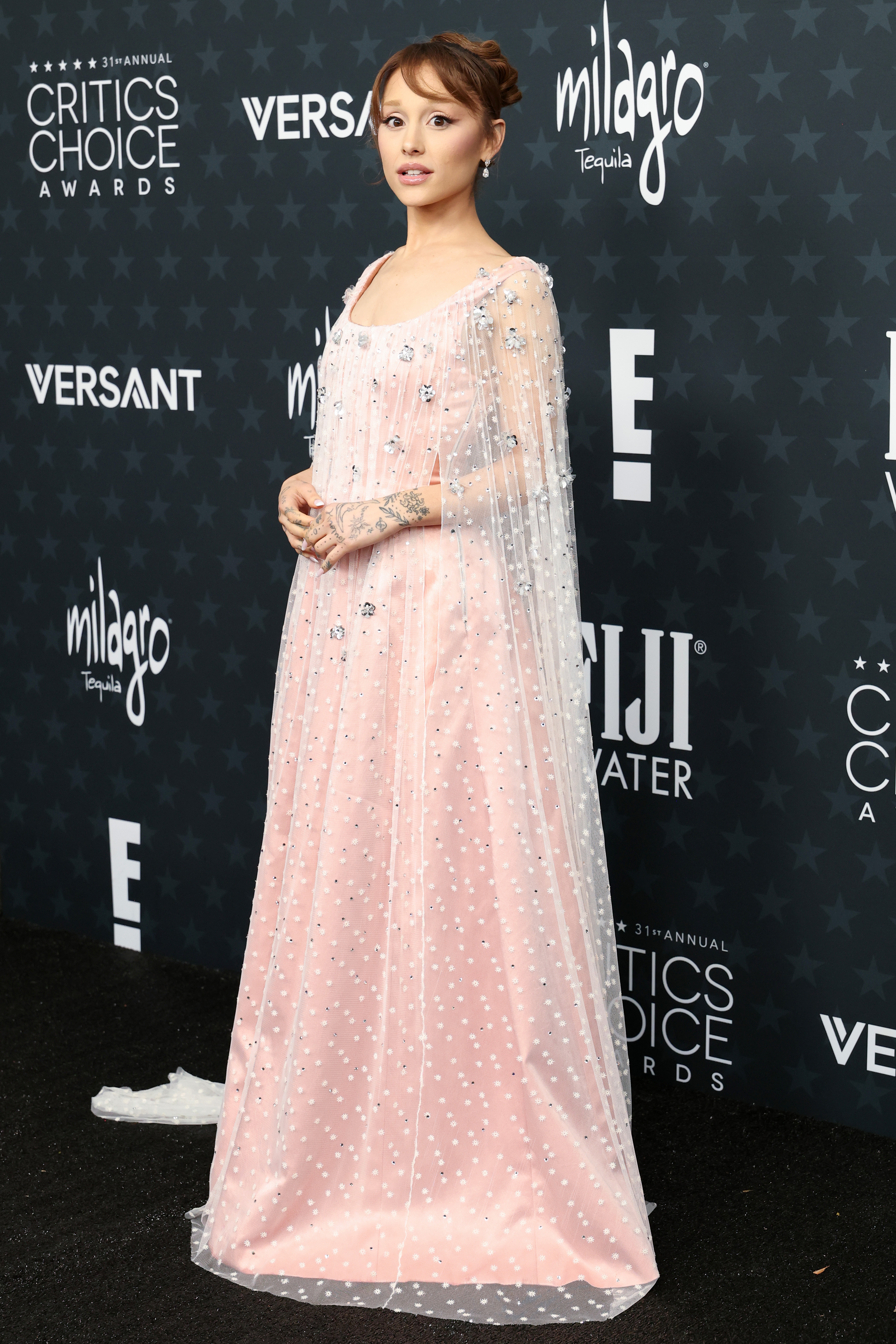 Ariana Grande wearing Alberta Ferretti at the 2026 critics choice awards