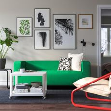 IKEA KLIPPAN 2-seat sofa in bright green in a living room