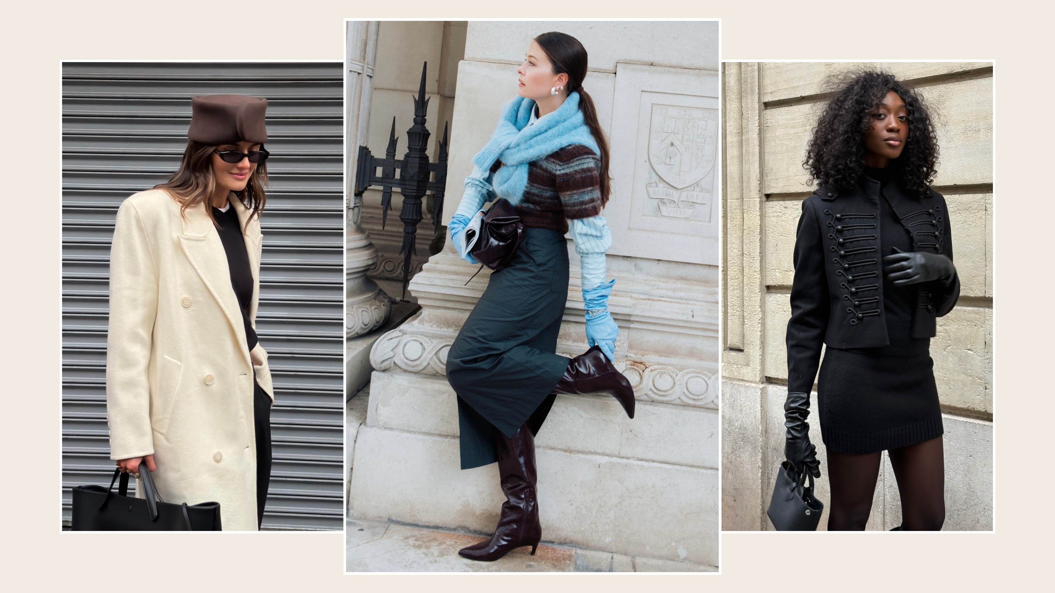 A collage of women wearing trends for spring 2026, including @cocoschiffer, @thealiceedit, @emmanuellek_