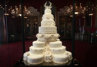The Duke and Duchess of Cambridge's royal wedding cake is photographed before it goes on display at Buckingham Palace during the annual summer opening on July 20, 2011 in London, England