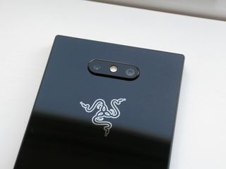 Razer Phone 2 backside showing the logo powered by Chroma