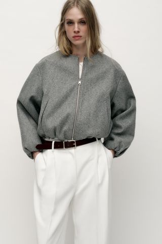 Soft Bomber Jacket With Elastic Trims