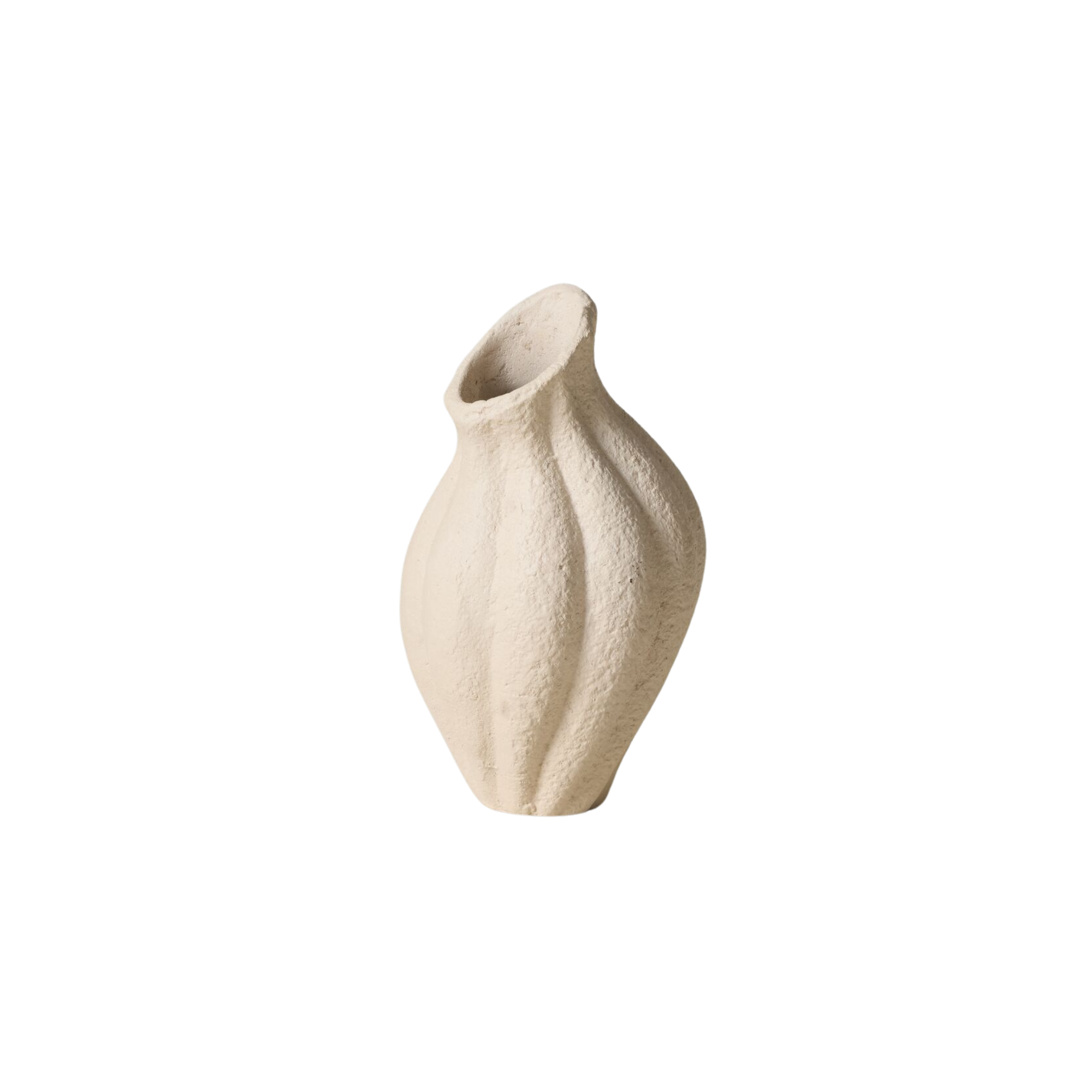 a white vase in an organic, sculptural form