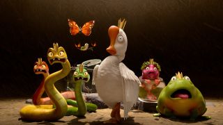 Animal kings and queens looking shocked in Disney Pixar's feature film Hoppers