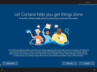 Clean Windows 10 install Cortana setup