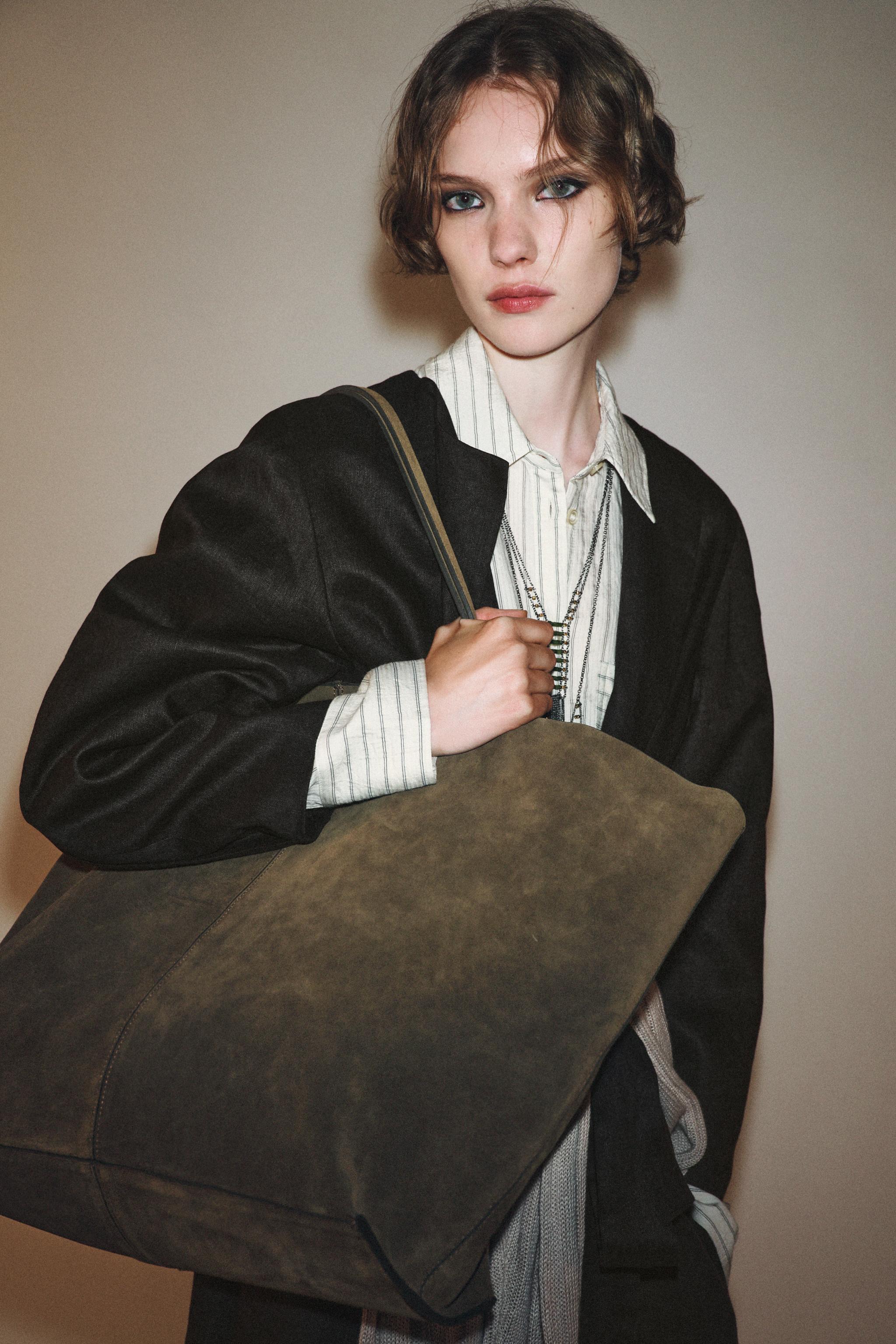 Split Suede Maxi Tote Bag