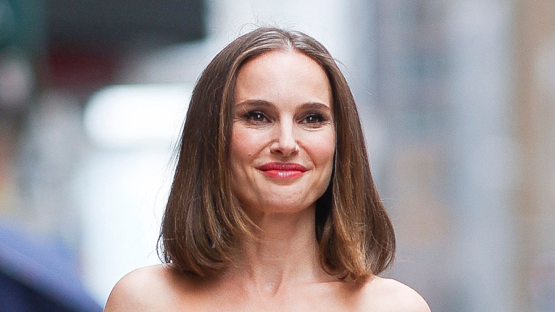 Natalie Portman seen arriving at &quot;The Late Show With Stephen Colbert&quot; in Midtown on May 21, 2025 in New York City.