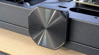 MSI Datamag portable SSD magnetically attached to the test rack
