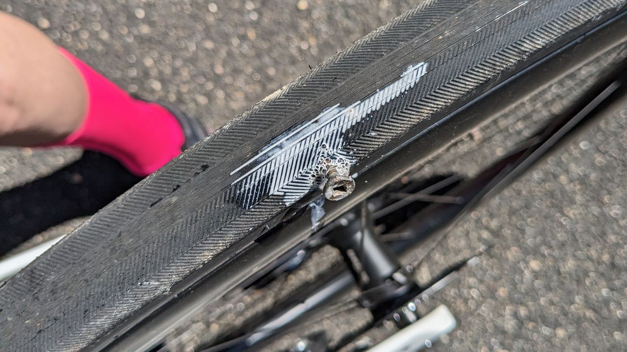 Punctured Tubeless Tyre