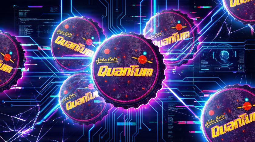 A collage of the Nuka Cola Quantum bottle caps from the Baron of the Wasteland event in Call of Duty: Black Ops 7 and Warzone. 