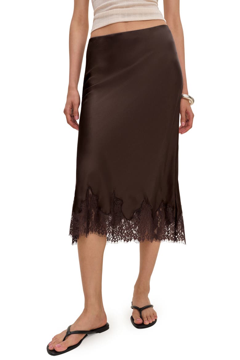 Carolina Lace Trim Silk Midi Skirt