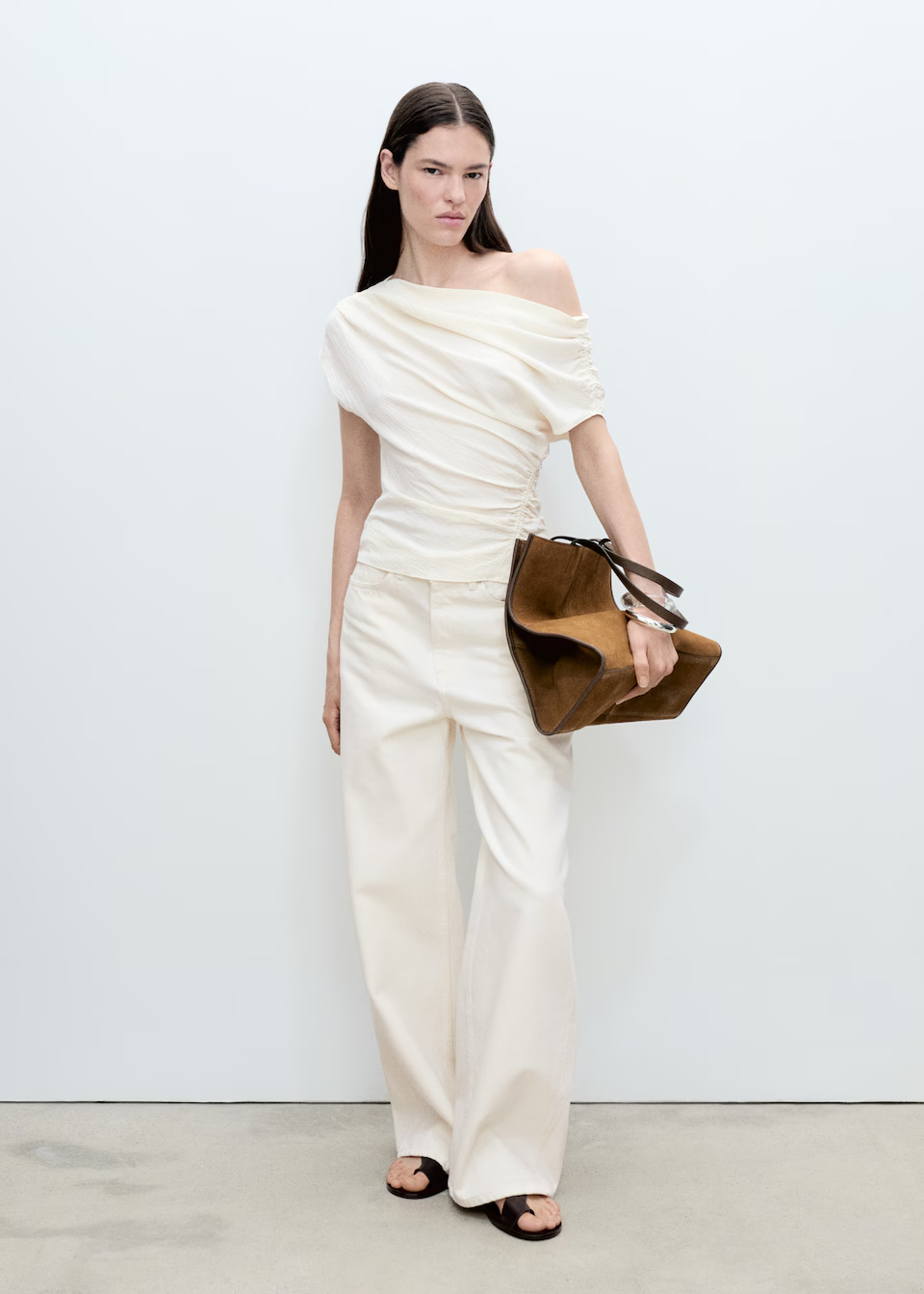 Mango Asymmetric Ruched Top