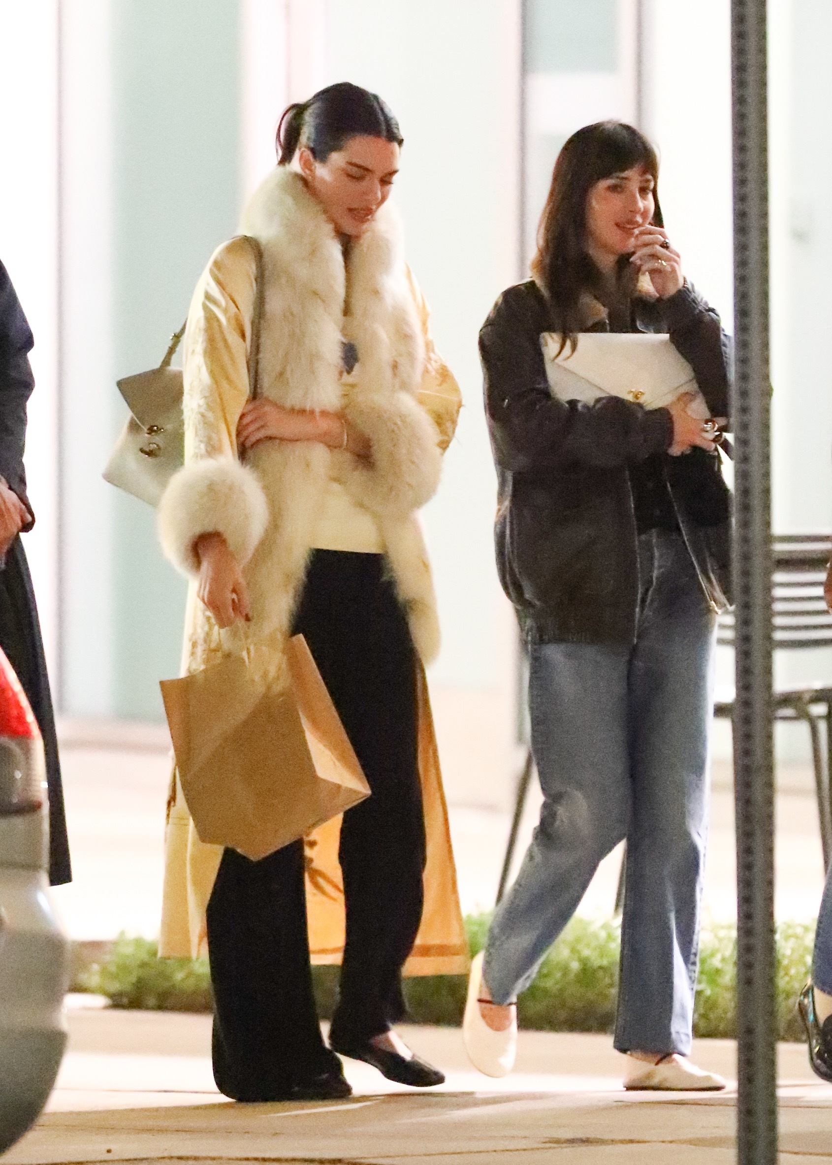 Dakota Johnson and Kendall Jenner grabbed dinner in off-duty outfits and ballet flats