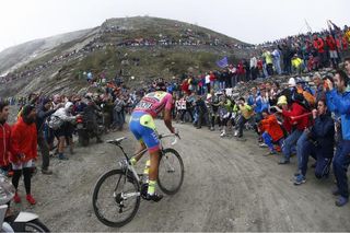 Alberto Contador ascending the Colle Delle Finestre on his way to sealing the Giro title in 2015