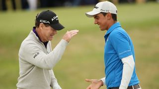 Tom Watson and Matteo Manassero during the 2009 Open