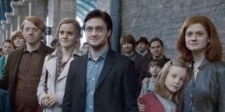 Harry Potter and The Deathly Hallows Part 2 older Ron Hermione Harry and Ginny standing at Platform