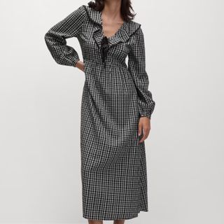 M&S Checked Ruffle Midi Dress