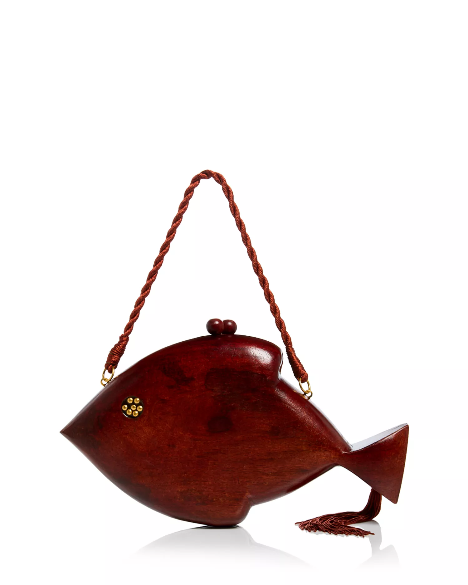 Carved Fish Mango Wood Clutch