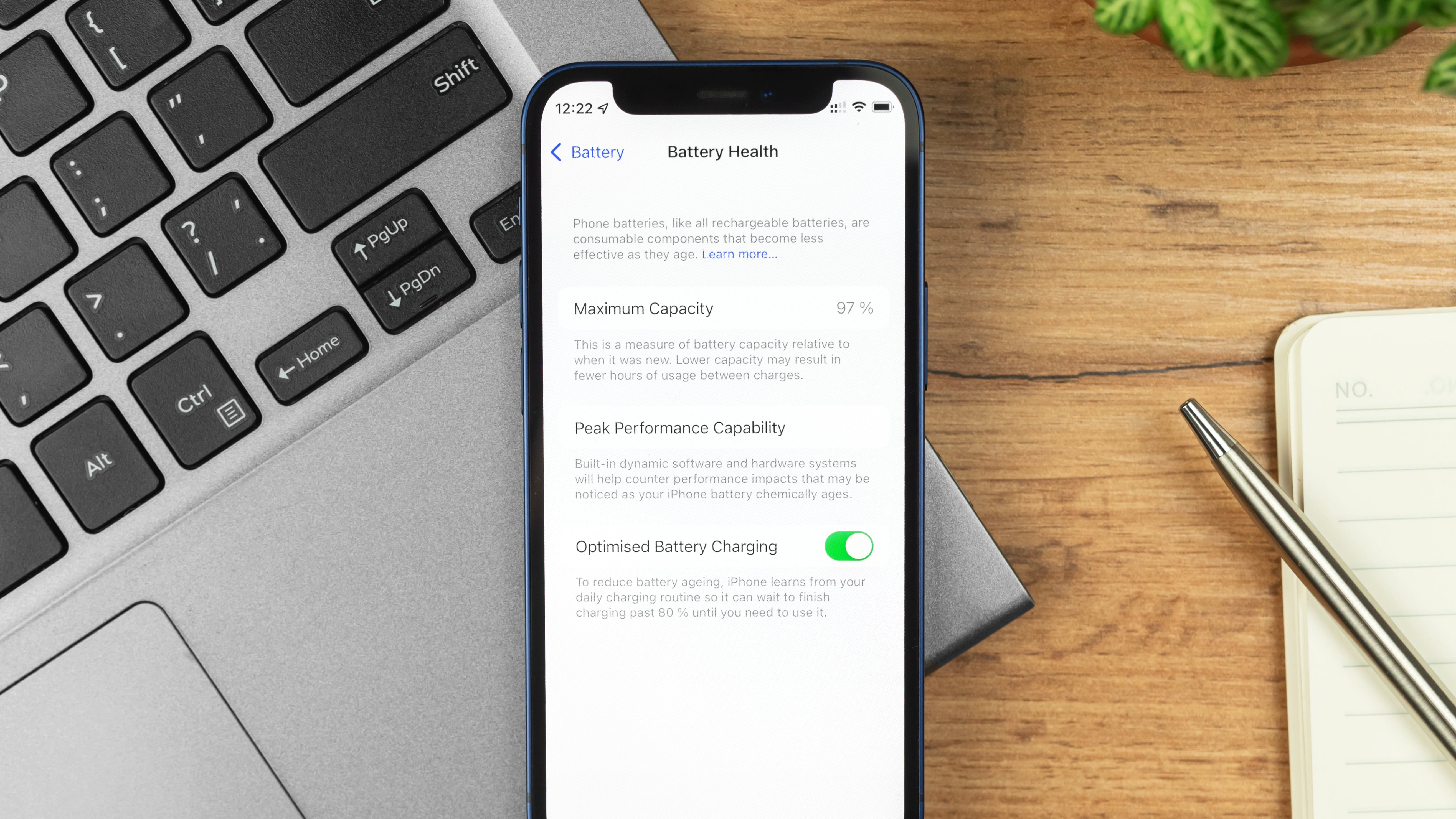 iPhone Battery Health screen