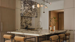 beautiful richly veined calacatta viola mabrle hood and backsplash