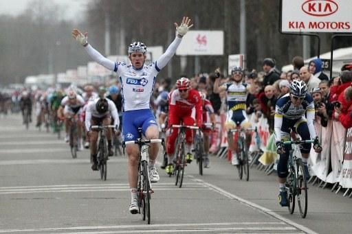 Arnaud D&eacute;mare (FDJ-BigMat) celebrates his victory at Le Samyn