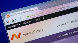 Homepage of NameCheap website on the display of PC