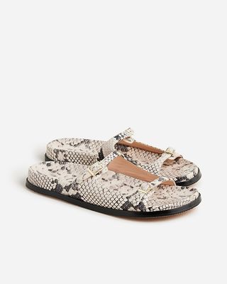 Colbie Buckle Sandals in Snake-Embossed Leather