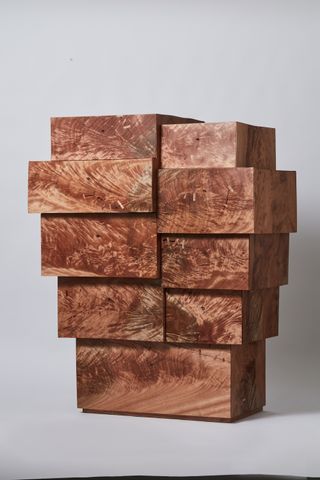 sculptural wood cabinet