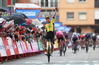 SANT BOI DE LLOBREGAT SPAIN MAY 05 Marianne Vos of Netherlands and Team Visma Lease a Bike celebrates at finish line as stage winner during the 11th La Vuelta Femenina 2025 Stage 2 a 99km stage from Molins de Rei to Sant Boi de Llobregat UCIWWT on May 05 2025 in Sant Boi de Llobregat Spain Photo by Szymon GruchalskiGetty Images