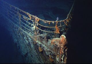 The bow of the "unsinkable" RMS Titanic, which sank to the bottom of the North Atlantic Ocean in 1912.