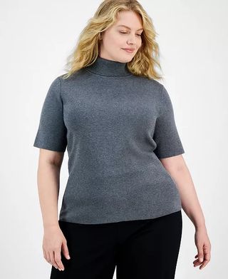 Anne Klein, Half-Sleeve Turtleneck Sweater