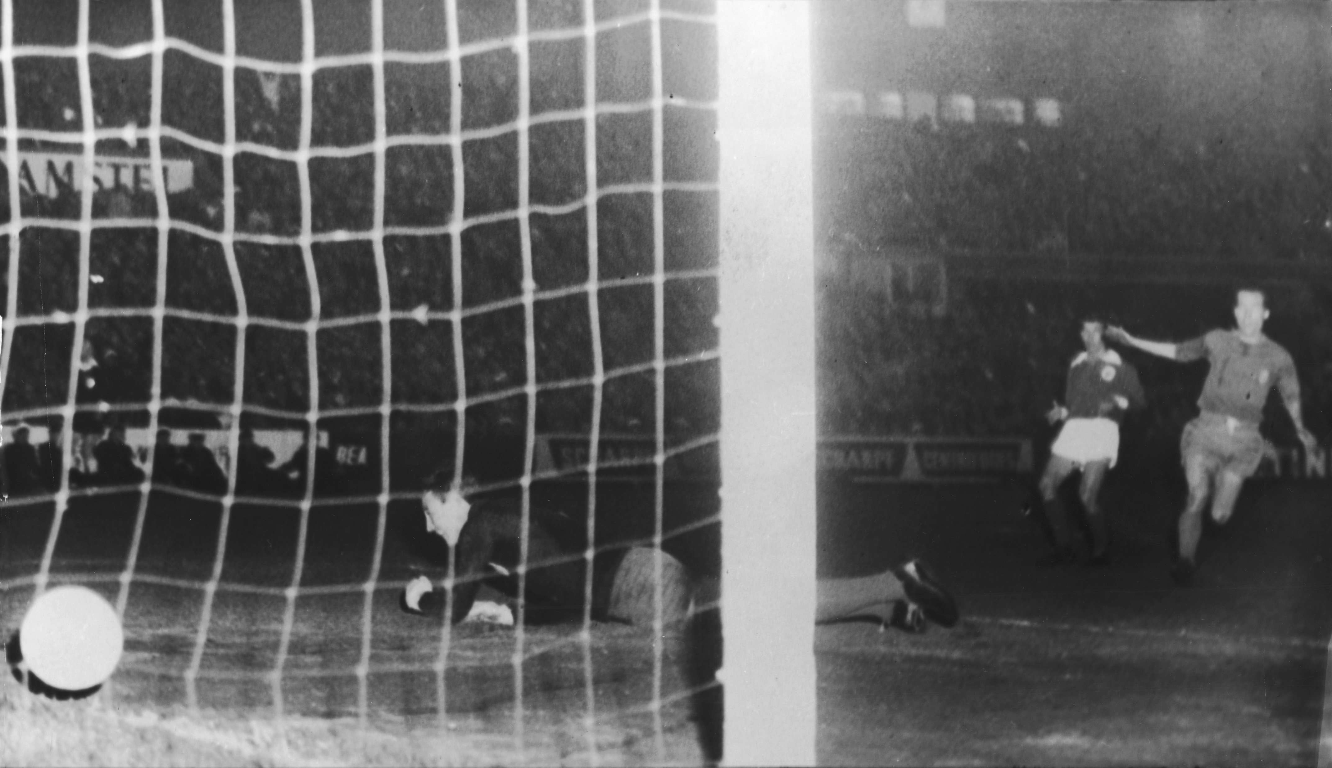 Ferenc Puskas scores for Real Madrid against Benfica in the 1962 European Cup final.