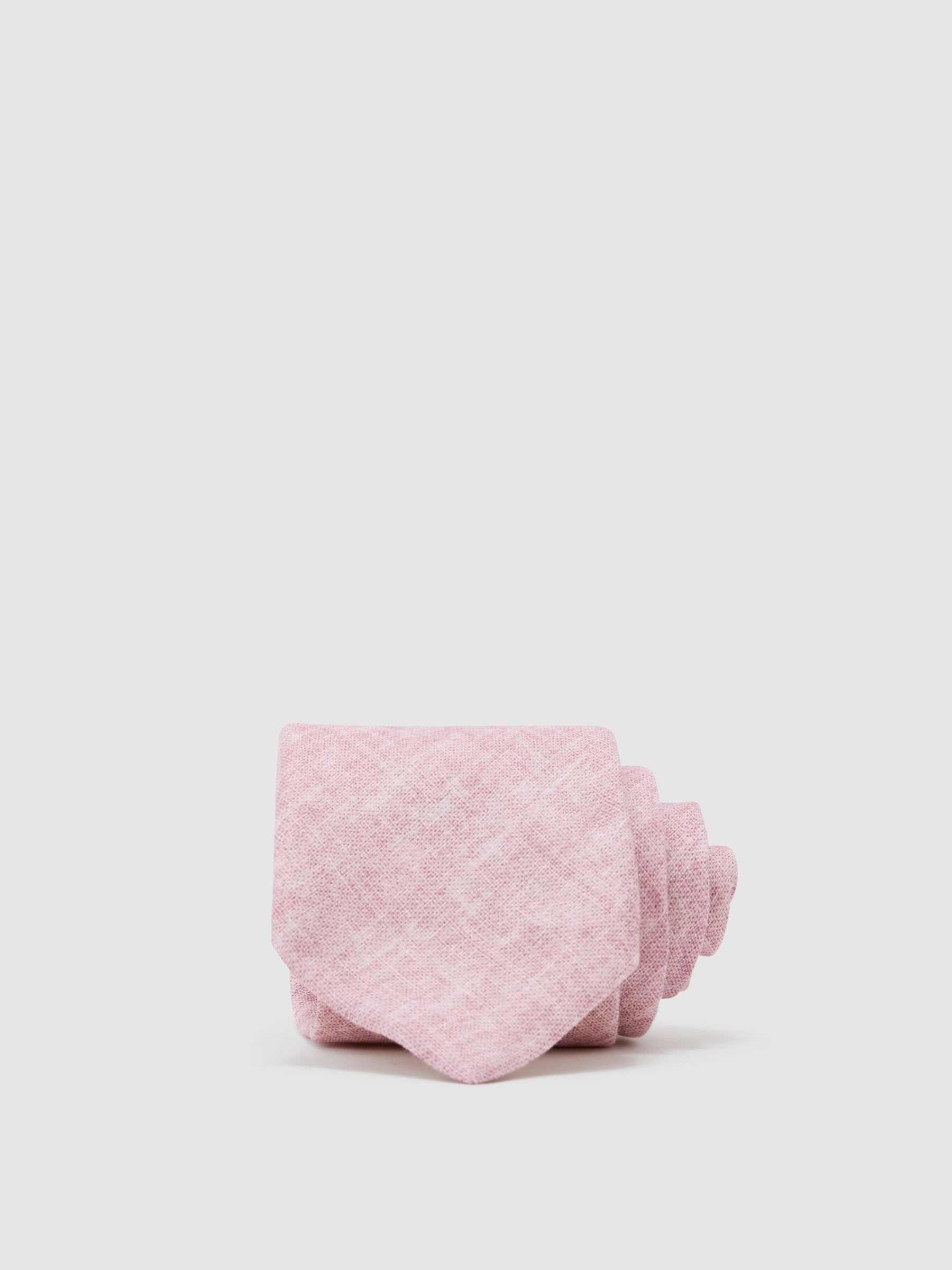 Linen Woven Tie in Rose Pink - Size One