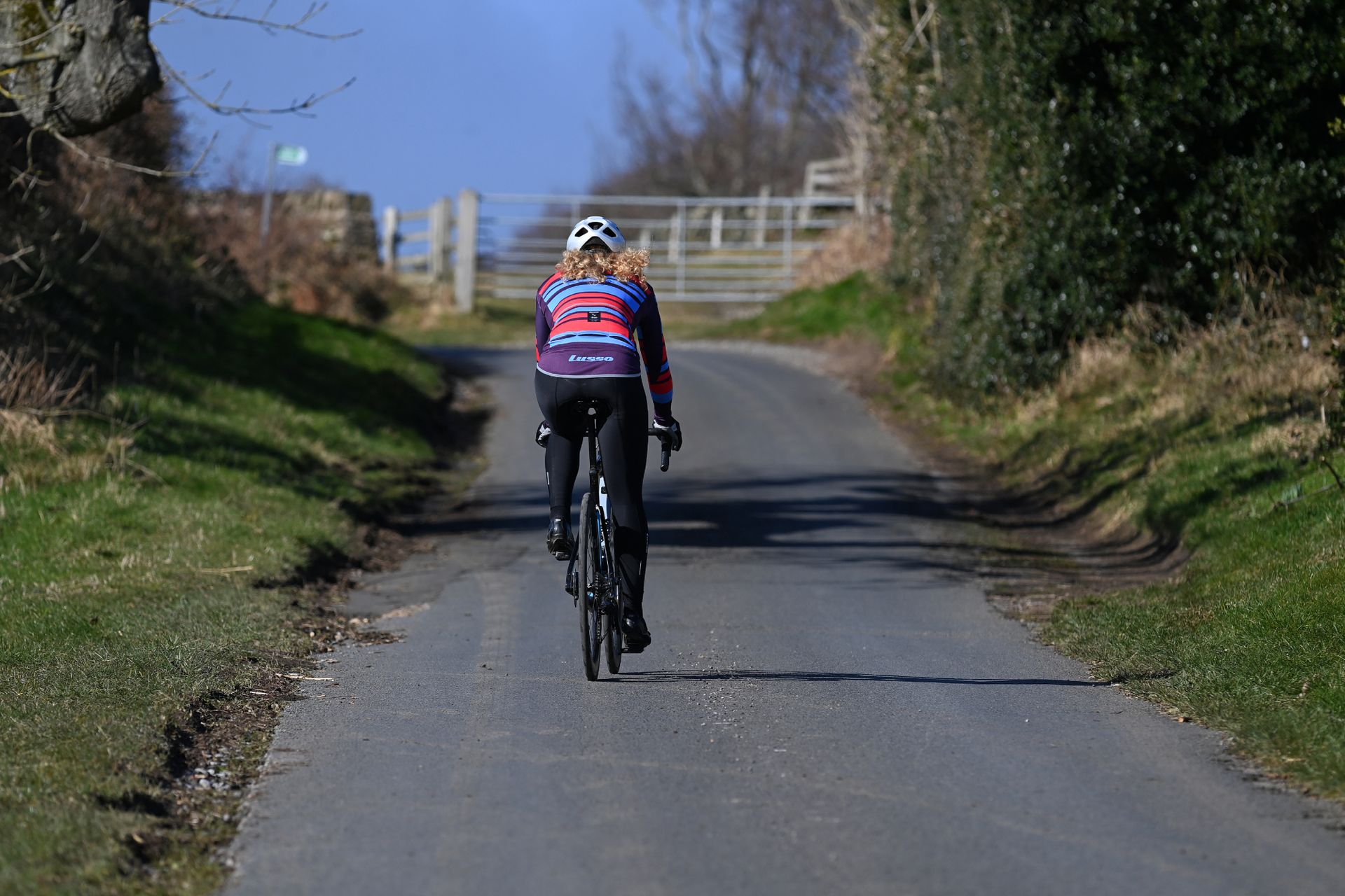 Cyclist riding at Zone 2 on an outdoor bike ride