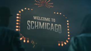 The sign for Schmicago in Schmigadoon Season 2.