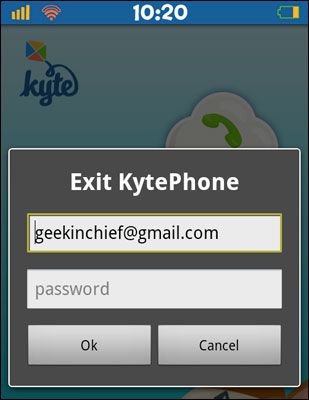You need to enter a username and password to exit Kyte