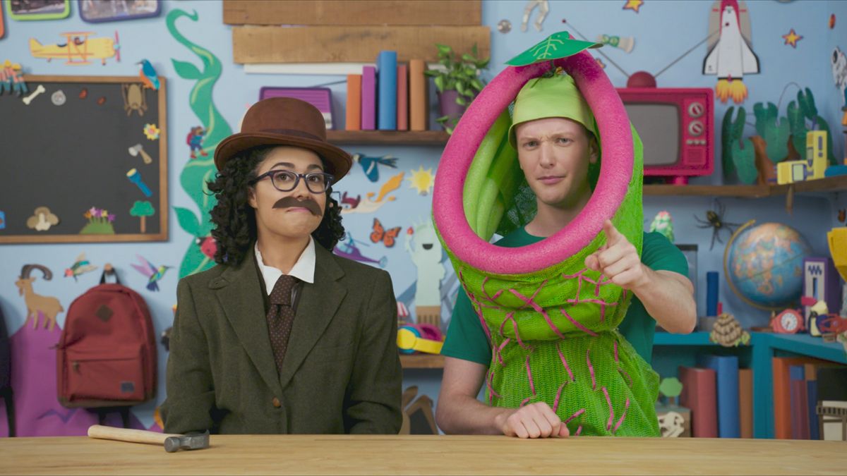 Charlie Engelman and Carly Ciarocchi in Weird But True on Disney+.