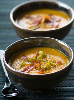 Marie Claire Recipes: Roast sweet potato soup with paprika and bacon