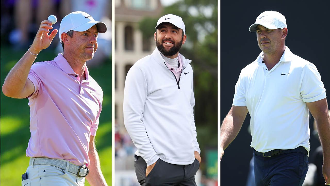 Rory McIlroy, Scottie Scheffler and Brooks Koepka on the golf course