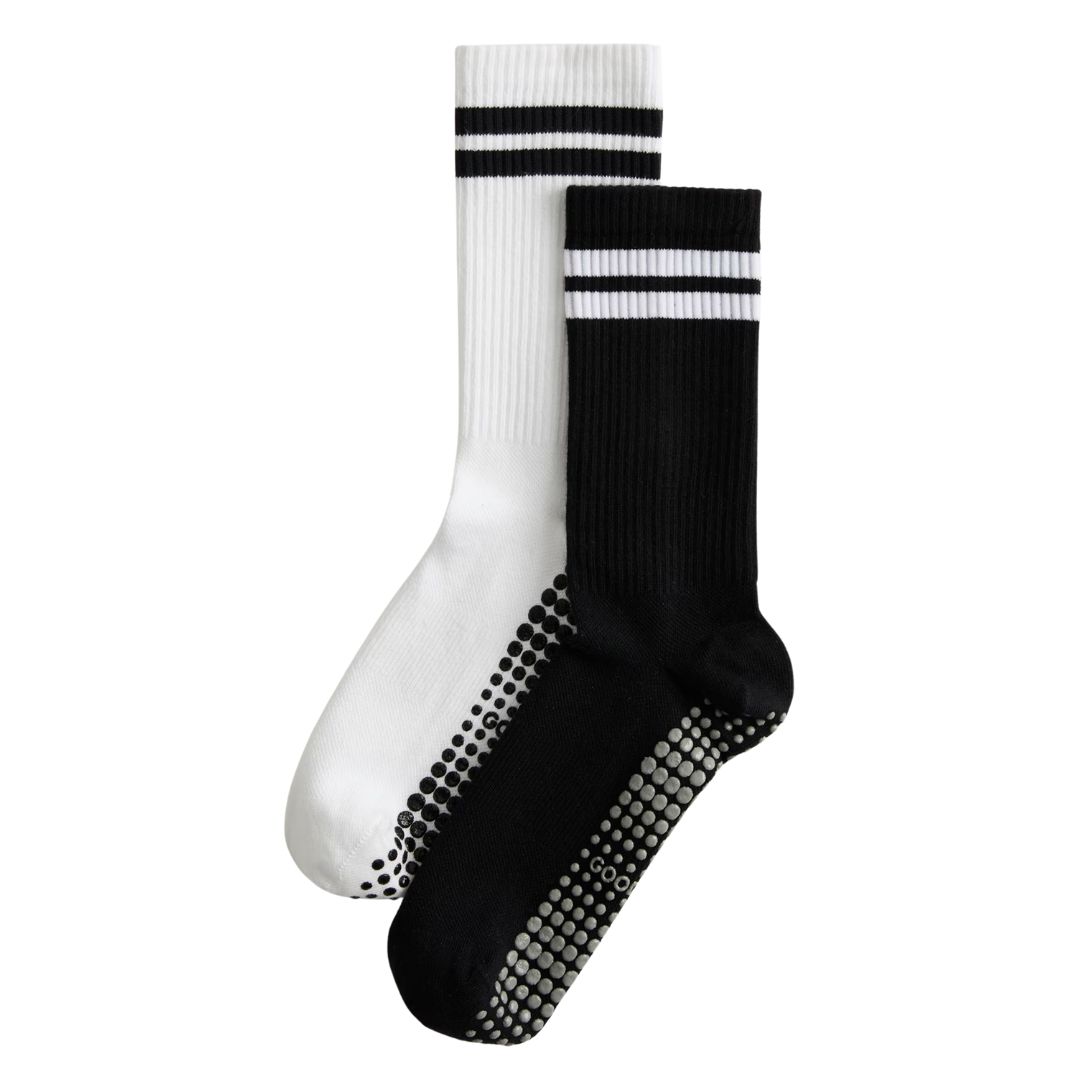 M&amp;amp;S Goodmove 2pk Cotton Blend Stripe Yoga Socks