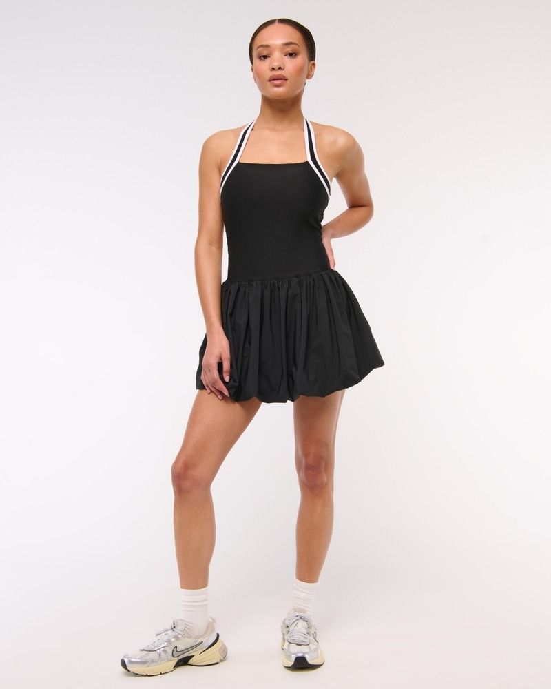 Abercrombie YPB MotionTEK Halter Bubble Hem Mini Dress