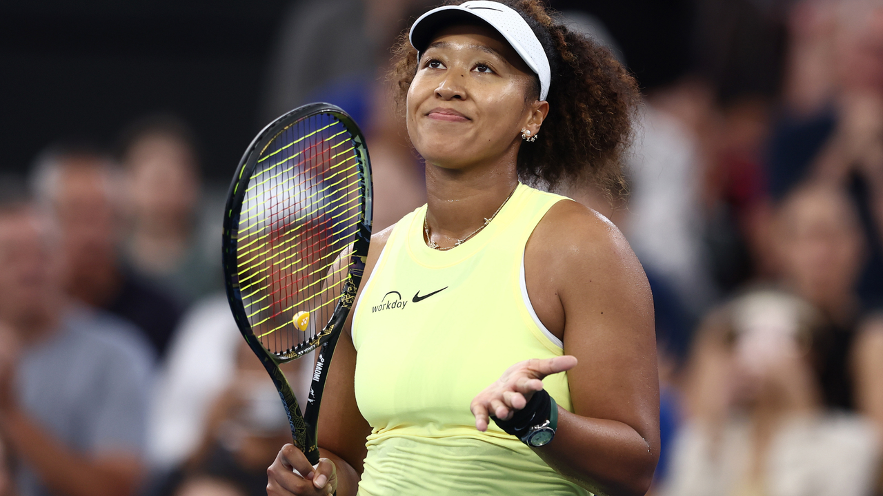 Naomi Osaka of Japan celebrates winning against Tamara Korpatsch of Germany during day two of the 2024 Brisbane International at Queensland Tennis Centre on January 01, 2024 in Brisbane, Australia. 