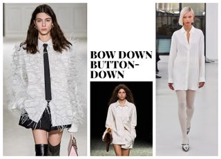 models on the fall runways in button-downs
