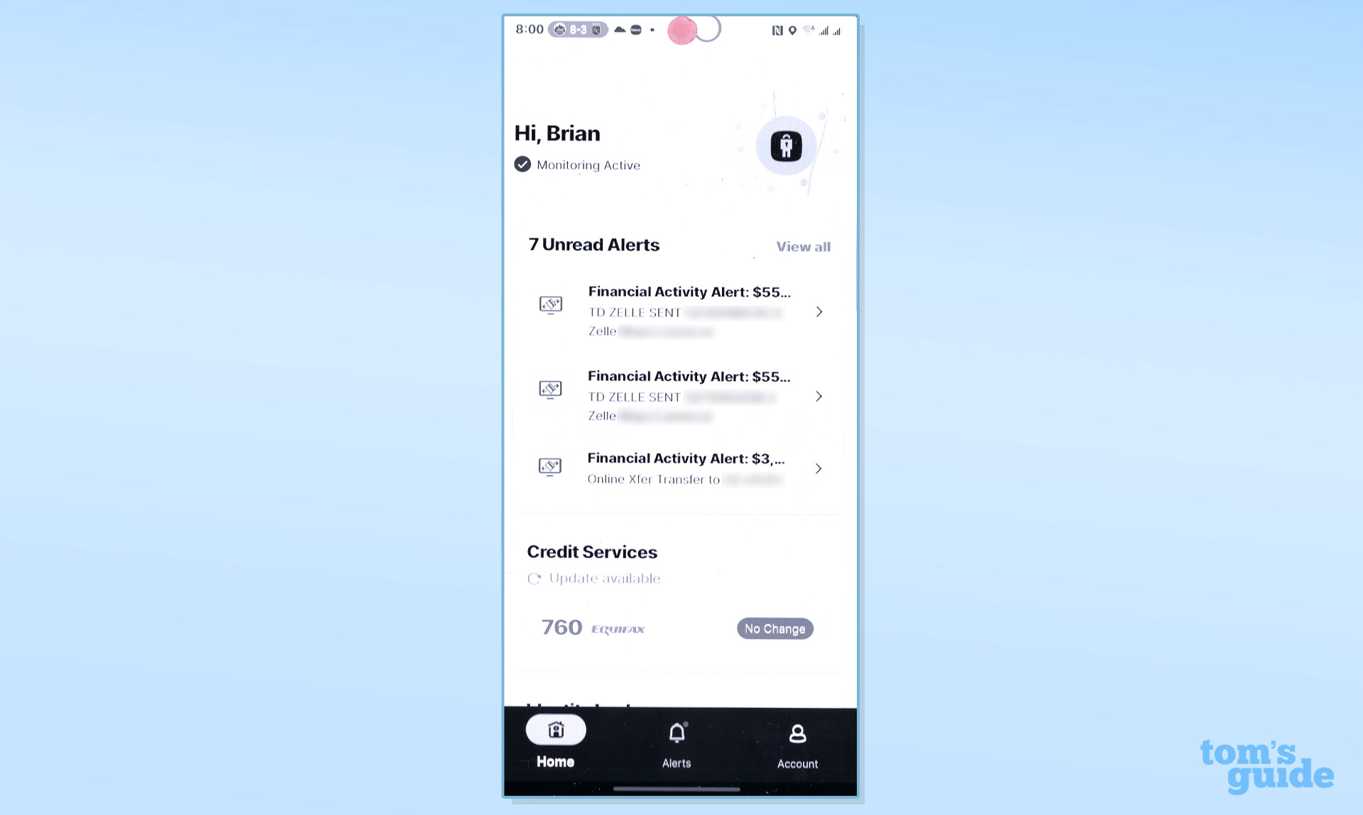 Screenshot of the LifeLock app