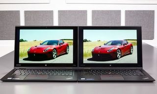 ThinkPad X1 Yoga (OLED on left, non-OLED on right)