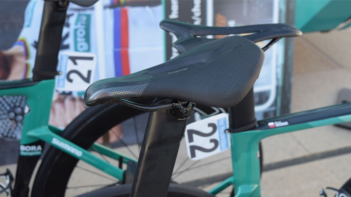 Bora-hansgrohe's Marcus Burghardt has been using the female-specific Specialized Power Mimic saddle during the Classics campaign